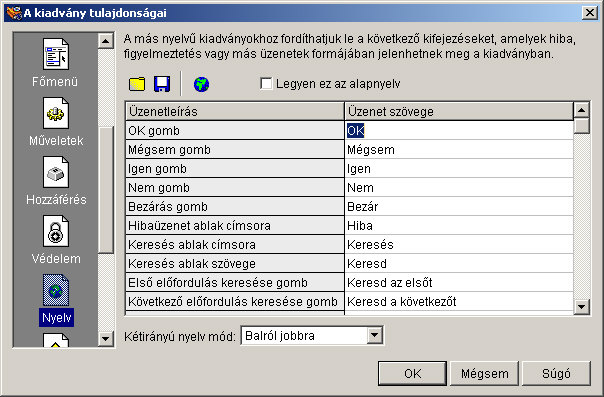 A kiadvny nyelvnek belltsa.