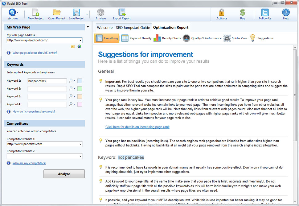 Javaslatok, hogy az adott honlappal mit kell tenni